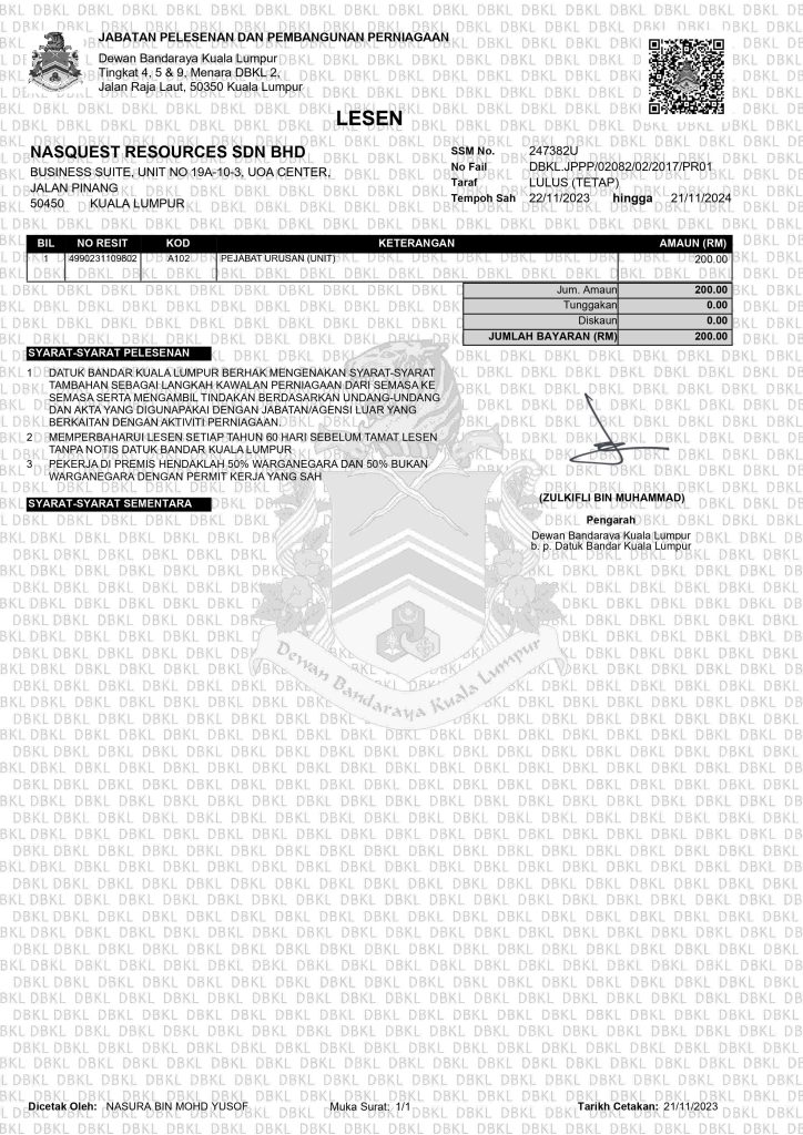 DBKL LICENSE 2023 - 2024